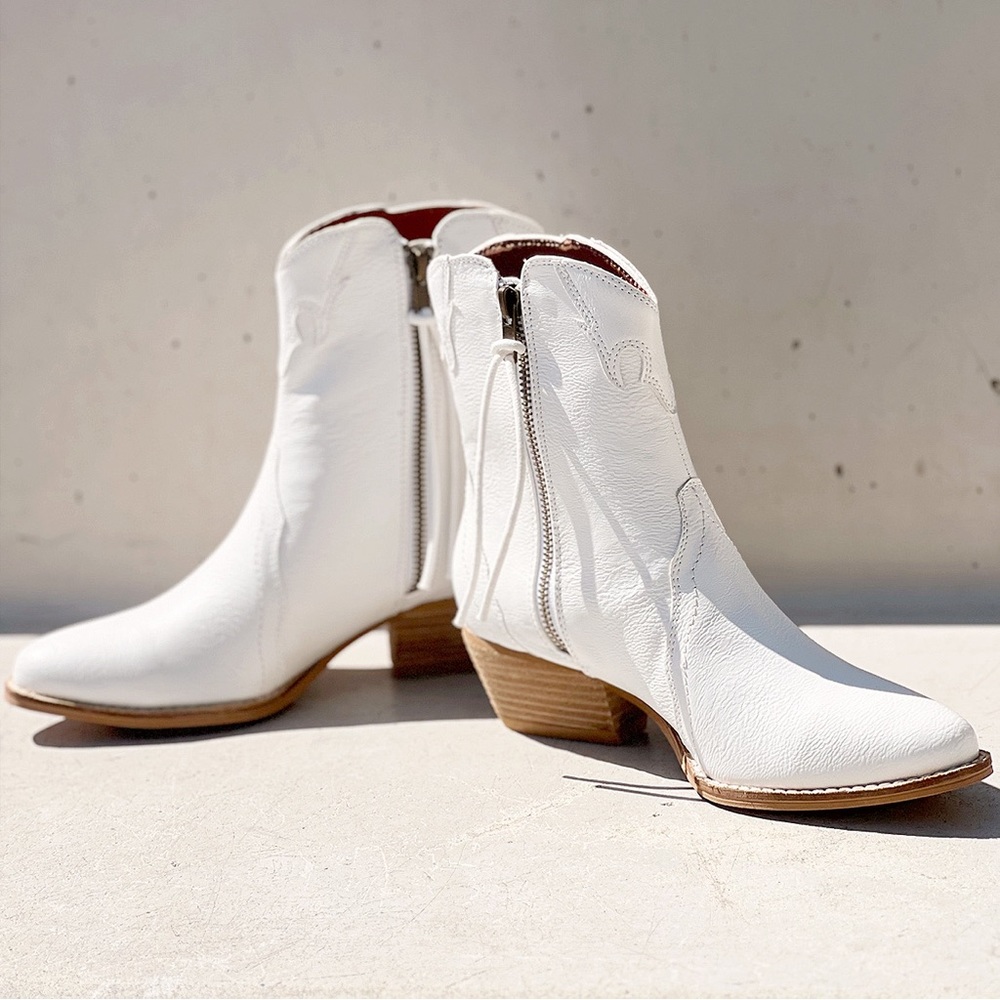 NEW Pointy Toe Stack Block Heel Zip Up Western Ankle Booties Boots Off W… - Picture 4 of 15